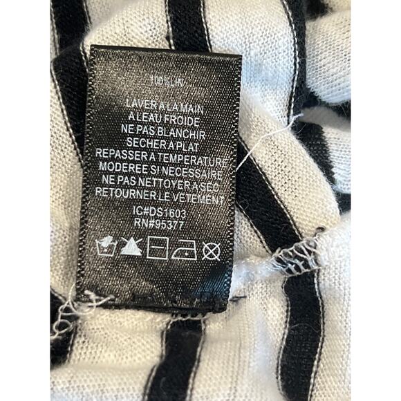 Sanctuary Black and White Striped 100% Linen Keyhole Tank Women's Size XS Indie - Picture 6 of 7
